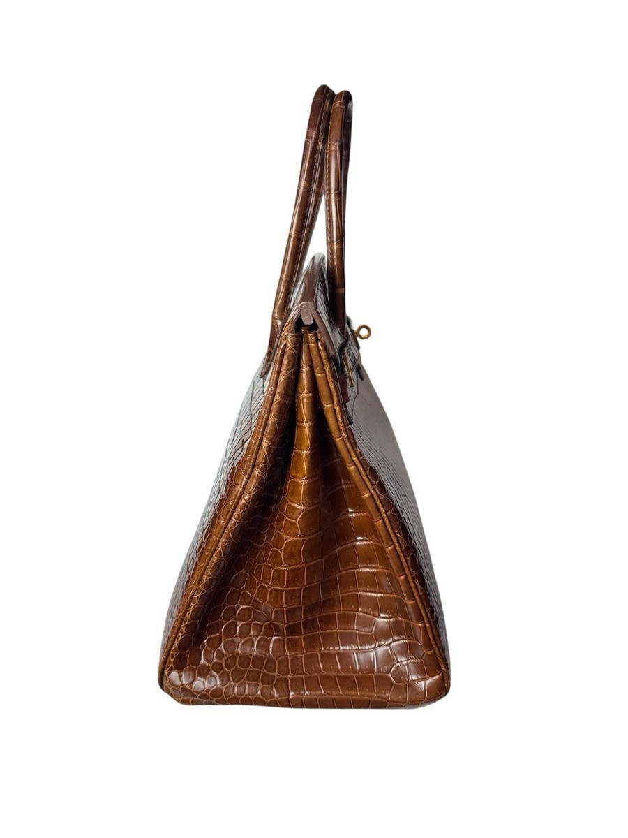 Hermes Birkin 35 Miel shiny Porosus Crocodile Gold Hardware