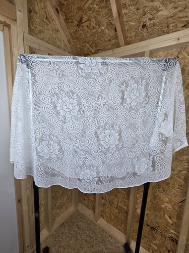 Tischdecke WEISS RUND Spitze 80" gerade quer Mitte