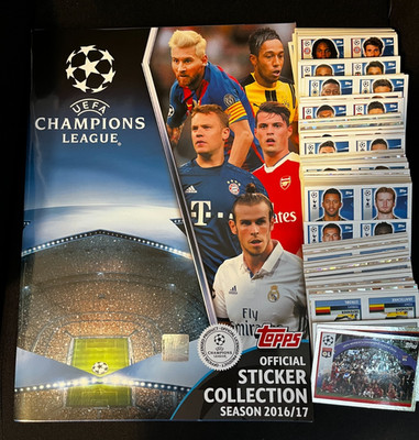 TOPPS KOMPLETTES SET VIGNETTEN UEFA CHAMPIONS LEAGUE 2016/2017 + LEERES LEERALBUM