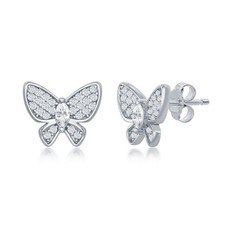 Sterling Silver Cubic Zirconia Butterfly Earrings