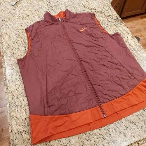 BROOKS Men's Run Happy Running Vest 2XL Purple/Rust Zip-Up Lightweight Packable image 2