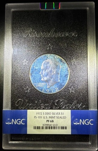 1972-S FS-101 DDO Mint Sealed Eisenhower Silver Proof Dollar NGC PF-68
