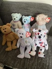 Lot of 6 Vtg Ty Beanie Baby Teddy Bears - 3 w/tags Glory Issy Curly Mom Eggs II