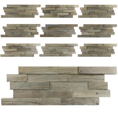 10x Wandpaneele, Wandverkleidung Holz, Holzpaneele Wand, Teak Holz Gun Smoked