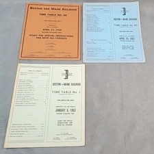 1950's 1960's BOSTON & MAINE RAILROAD Assorted EMPLOYEE TIME TABLES Lot of 3