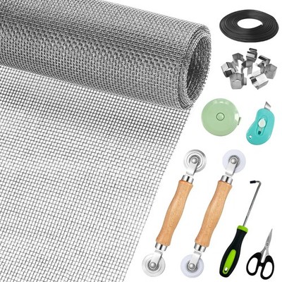 Window Screen Replacement Door Repair Kit Mesh 48x178 In Spline Tools Set