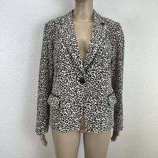 Chico's Women Jacket Blazer Animal Print Faux Suede /leather Sz 1 Office Siren