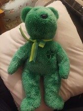 TY Retired Beanie Buddy / Buddies Dublin the Irish bear with 4 leaf clover