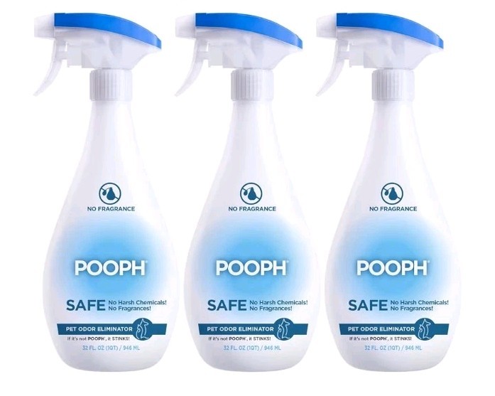 3-Pack Bundle POOPH Pet Odor Eliminator Spray 32oz Single & 32oz  - No Fragrance