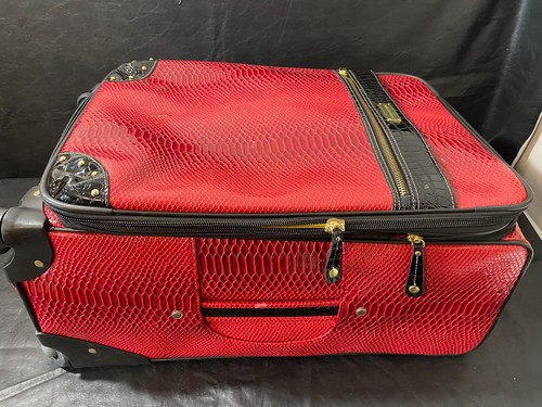 Samantha Brown Croco Embossed Red Roller Suitcase luggage 25 x 17 x 13 used