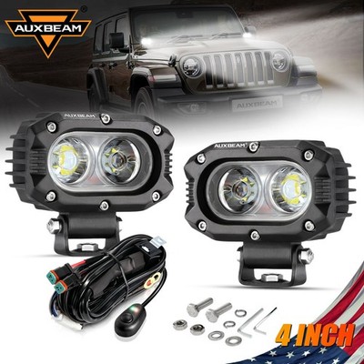 AUXBEAM 4''inch LED Work Light 4WD Offroad Flood Pods Fog ATV SUV Driving Lamps
