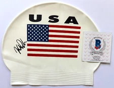 KATE DOUGLASS SIGNED USA SWIM CAP TYR 2024 OLYMPICS SWIMMING PARIS GOLD BAS