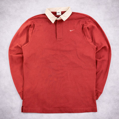 Nike Rugby Shirt Vintage S Longsleeve Rot Bordeaux Poloshirt  Vintage