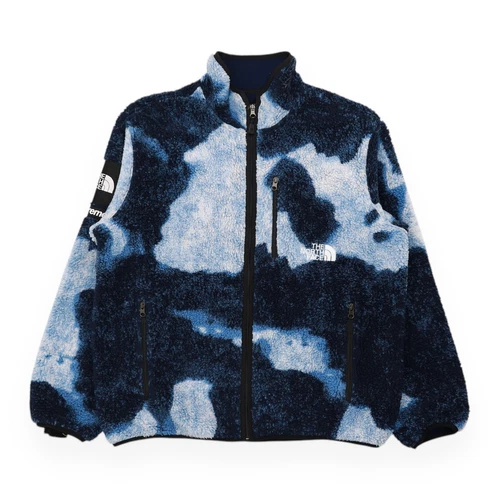 Veste polaire en jean blanchi Supreme x The North Face taille L bleu