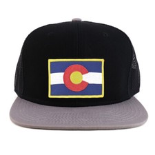 Colorado State Flag Patch Flatbill Mesh Snapback Cap - FREESHIP