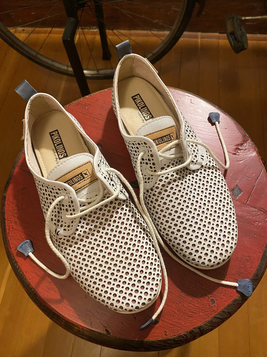 Pikolinos Womens Ivory Perforated Leather Comfort Shoes 6.5 37