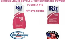 FUCHSIA #12 RIT Fabric DYE choose Liquid Bottle or Powder Concentrate magenta