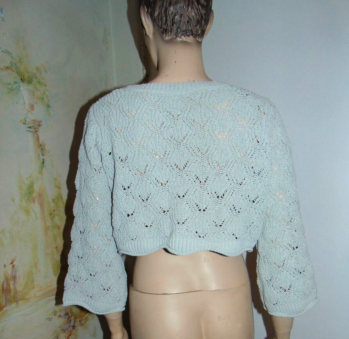 Blue Rain Chunky Cropped Pullover Cable Knit Swea… - image 4