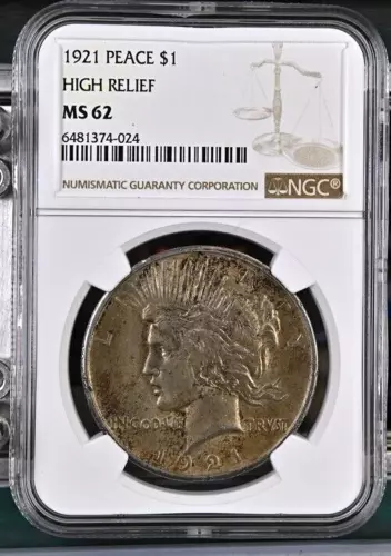 1921 $1 High Relief Toned Peace Dollar  NGC MS62 VAM 3 Top 50 Ray Trough L