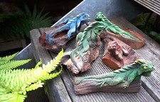 5 St&uuml;ck  Figur Leguan Eidechse Echse Drache auf Treibholz SONDERPREIS