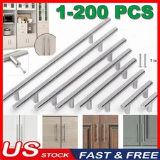 1-200PCS Brushed Nickel Kitchen Cabinet Drawer Handles Bar Pulls Stainless Steel