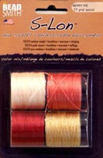S-LON, Bead Cord, 4 Color Mix, "Berry Pie" .5mm 3 Ply Bonded Twisted Nylon Cord