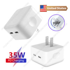 35W Dual USB-C Wall Adapter Fast Power Charger Brick For iPhone 15/14/13/12/11/8