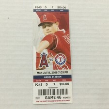 ANGELS 2016 TICKET STUB 7/18/16 VS  RANGERS~Ji-Man Choi FIRST HR