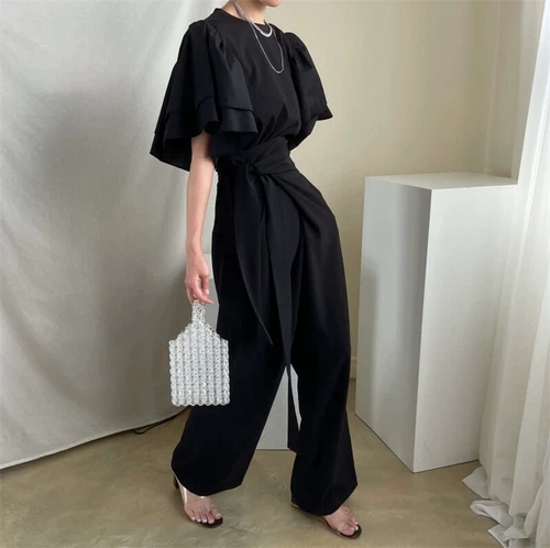 womens high waisted bow pocket High Waist Korean wide leg pants Trousers fashion - Picture 19 of 25