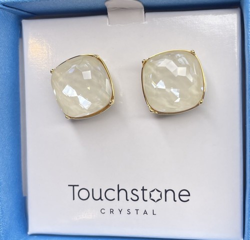 💎Touchstone Crystal Earrings Post Linen Gold Ion Plating New Condition - Picture 10 of 11