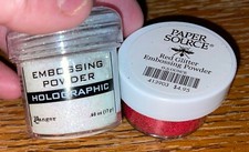 Lot Of 2 Paper Source Christmas Embossing Powder Red  White Stamping Scrapbook