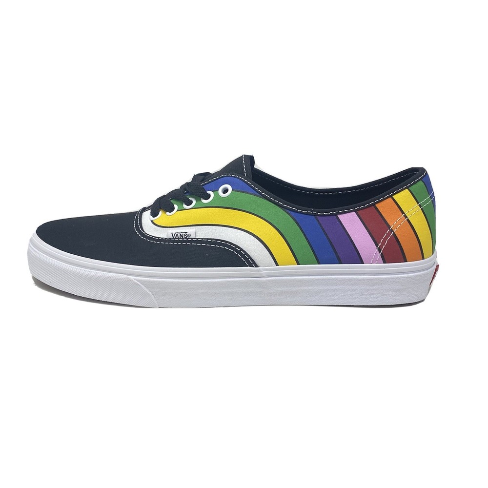 Vans Authentic Refract Black White Multi Men's 12 Skate Shoes New Rainbow