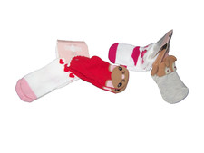 Gymboree Socks Girls 4 Pairs Gray Puppy/ White Floral Red Mouse/ Hearts 3-6M New