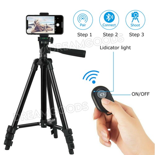 Professional Camera Tripod Stand Mount Remote + Phone Holder for iPhone Samsung - Picture 8 of 11