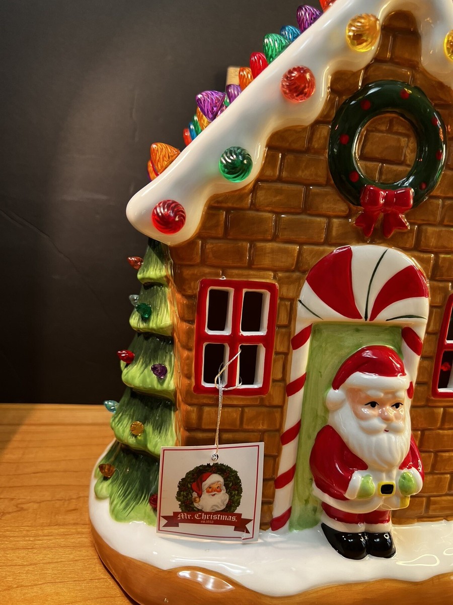 【SALE‼︎】リース #474 Merry Christmas Large Mr. Christmas Lighted Ceramic Gingerbread House 12