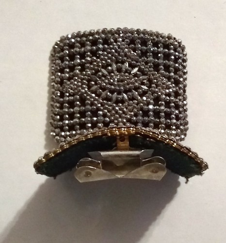 Vintage French Beaded Shoe Decor - clip-on, hand-made, sparkling silver, Rare. - Picture 3 of 5