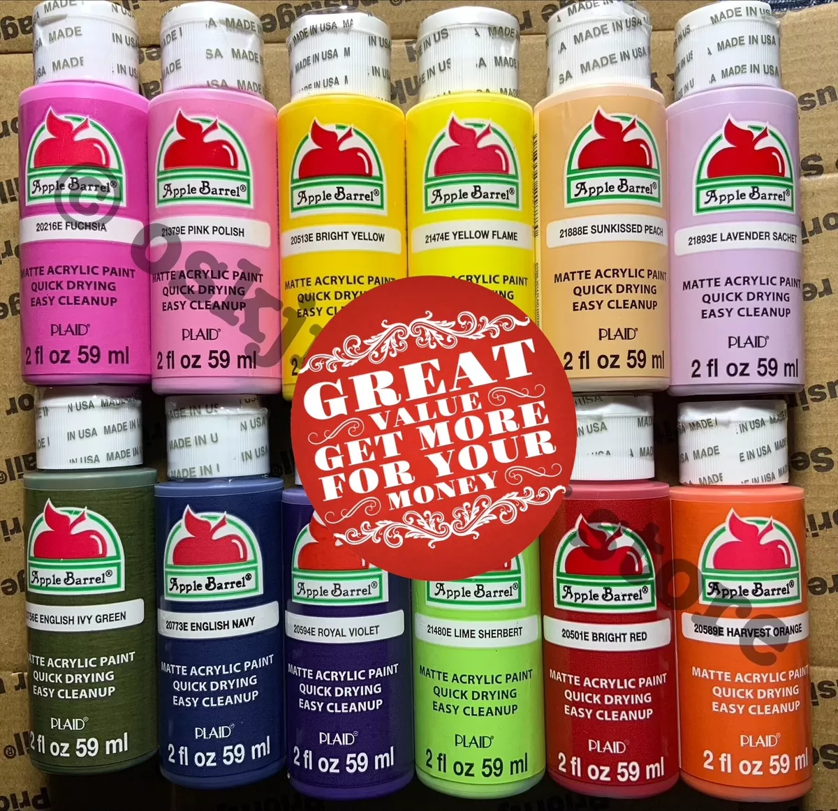 Apple Barrel 12 Pack Fish Colors 1. Acrylic Paint Value Set. Matte finish. 2 oz