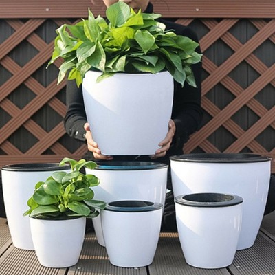 Self Watering Planter Wicking Plastic Plant Pots For African Violet White Self Watering Planter Wicking Plastic Plant Pots For African Violet White