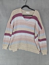 Knox Rose Womens XXL Vneck Sweater Multicolor Oversized Boho Lagenlook Pullover