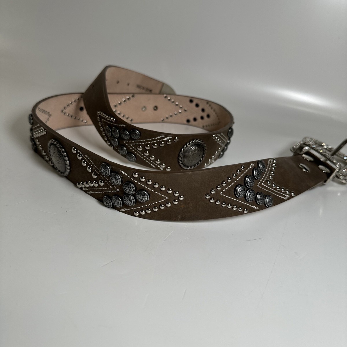 Angel Ranch Western Womens Belt Hair-On Inlay Studded 