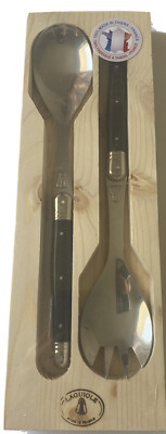 Laguiole Jean Dubost Salad Server Set of 2PC - ABS Black Handles -THIERS FRANCE