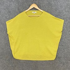 Uniqlo Womens Top Size L Large Yellow Knit Round Neck Loose Tunic Stretch 40114