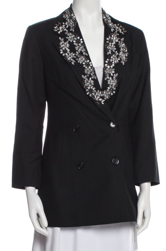 ROTATE Birger Christensen Black Rhinestones Jacket Blazer SzS image 10