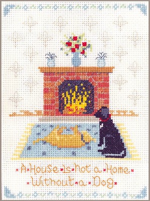 Dog at home Sampler - komplettes Kreuzstichset auf 14 Aida mit FARBKARTE