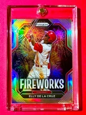 Elly De La Cruz RARE SILVER REFRACTOR ROOKIE PANINI PRIZM FIREWORKS RC - Mint!