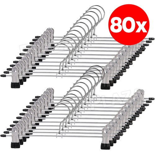 120x Metal Adjustable Clip Hangers Pants Skirt Coat Bulk Clothes Clothing Hanger - Picture 15 of 17