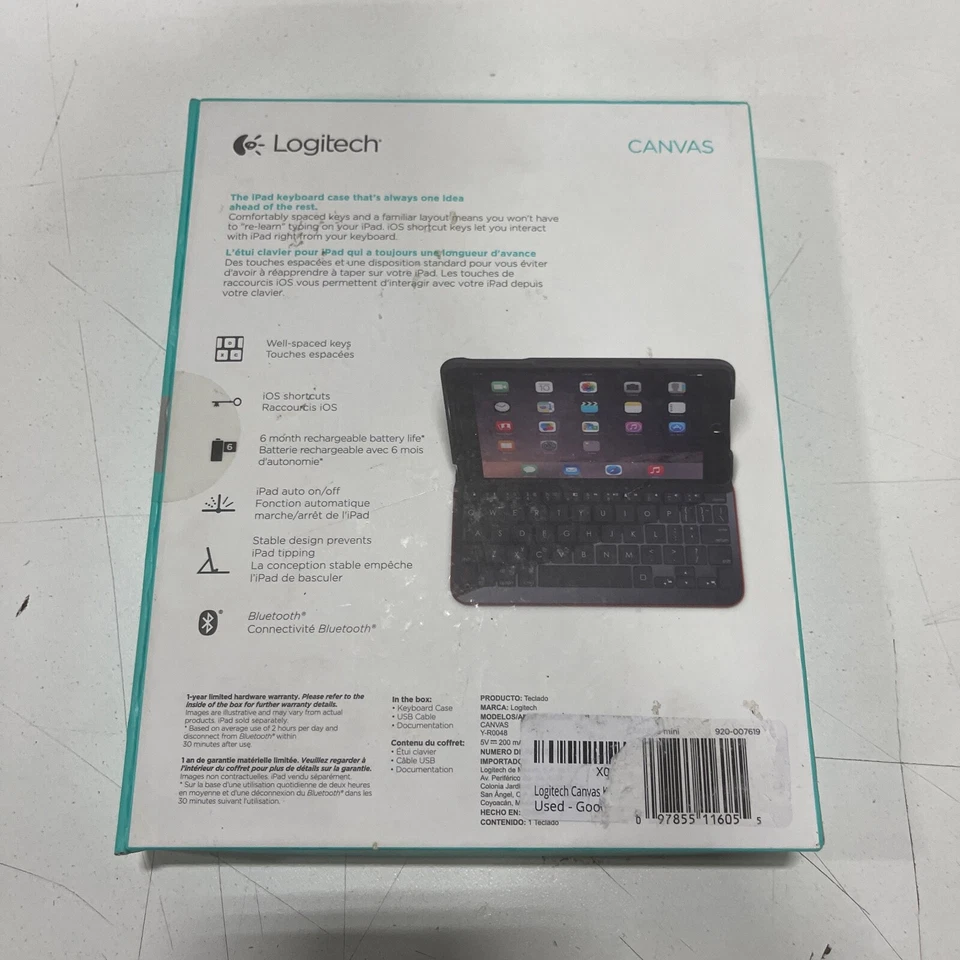 Logitech Canvas Keyboard Case for iPad mini 2, and 3 Black  - Image 2 of 2