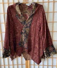 Papermoon Marblehead Womens Cranberry Lagenlook Jaggered Edge  Brocade Jacket Os