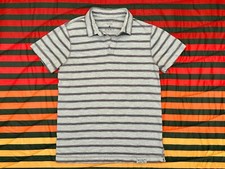 Calvin Klein Jeans Polo Golf Shirt Light Blue/Gray Stripes Mens S 100 Cotton