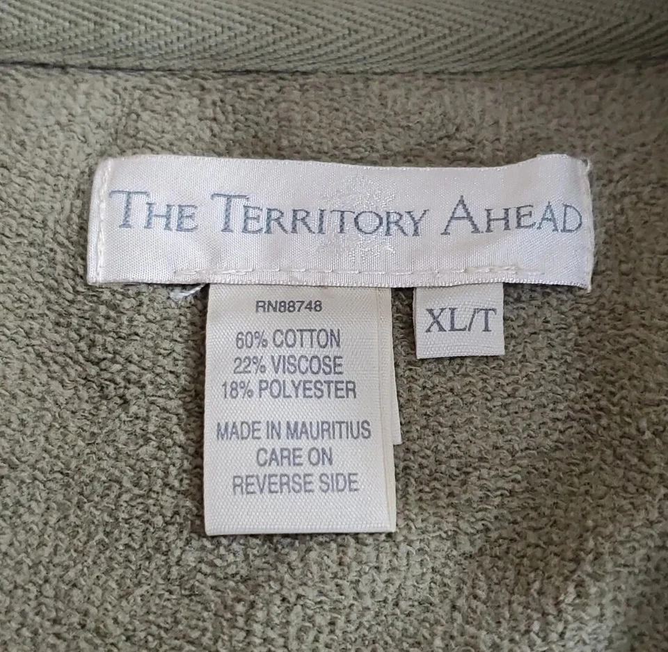 The Territory Ahead Sweater Mens Extra Large Tall Green Mock Neck Henley Adult - Image 3 of 4